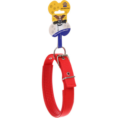 Ошейник д/собак однотонный "ЗООЛЕНД БРО", цвет красный, 2,5*54см (бирка) (1/12)