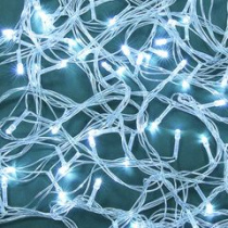 Гирлянда эл. вьюн 10м, 100 LED, белый, пост. свеч., ПВХ прозр., коннектор, 220В СНОУ БУМ(1/50)