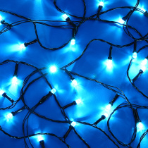 Гирлянда эл. вьюн 30м, 300LED, аква, 8 реж, ПВХ черный, 220В СНОУ БУМ (1/1)