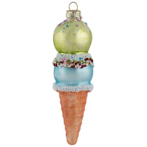 Украшение елочное "Мороженое"5*5*14.7cm(стекл.,полиэст.) (12/48)