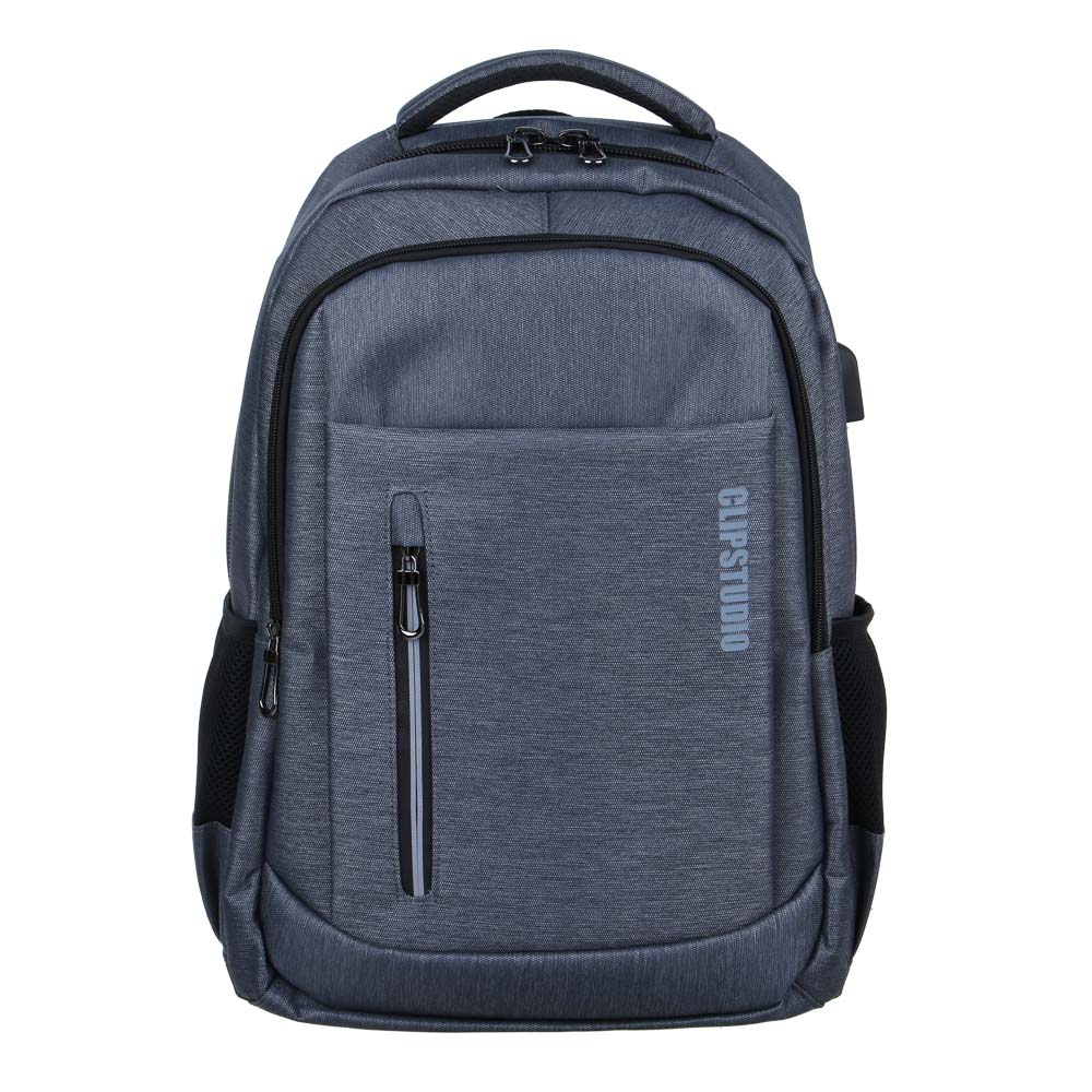 Рюкзак универсальный 44x30x18см, 2 отд., 4карм.,сетчатая спинка,ручка, USB,ПЭ под ткань,т-сер.(1/25)